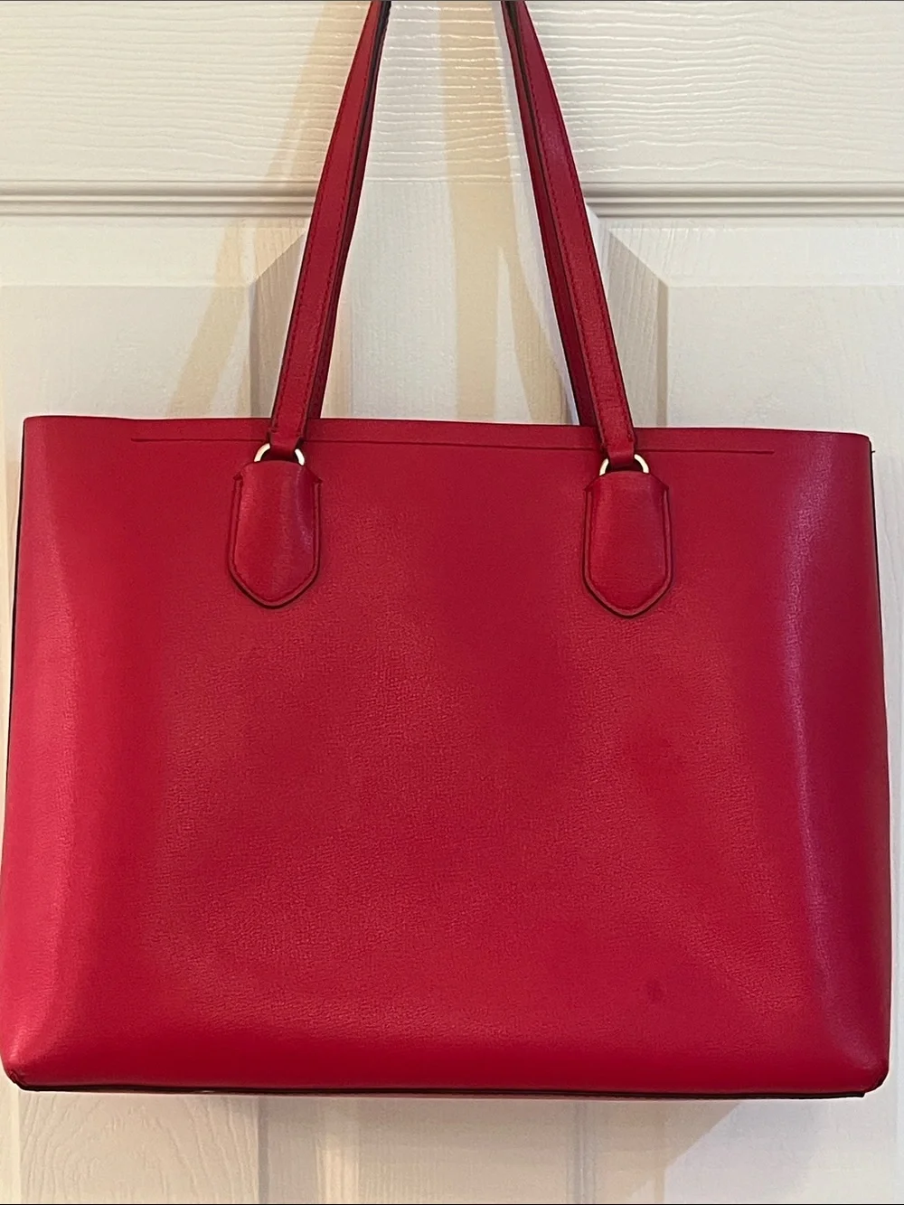 kate spade New York Red Leather Tote with Gold Logo Accent